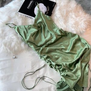 Green silk dress
